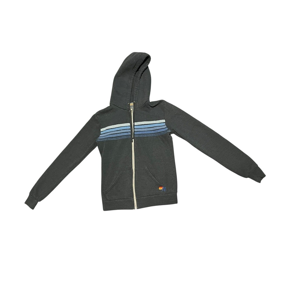 Aviator Nation 5 Stripe Full Zip Hoodie Jacket XS Gray Hoodie Full Zip